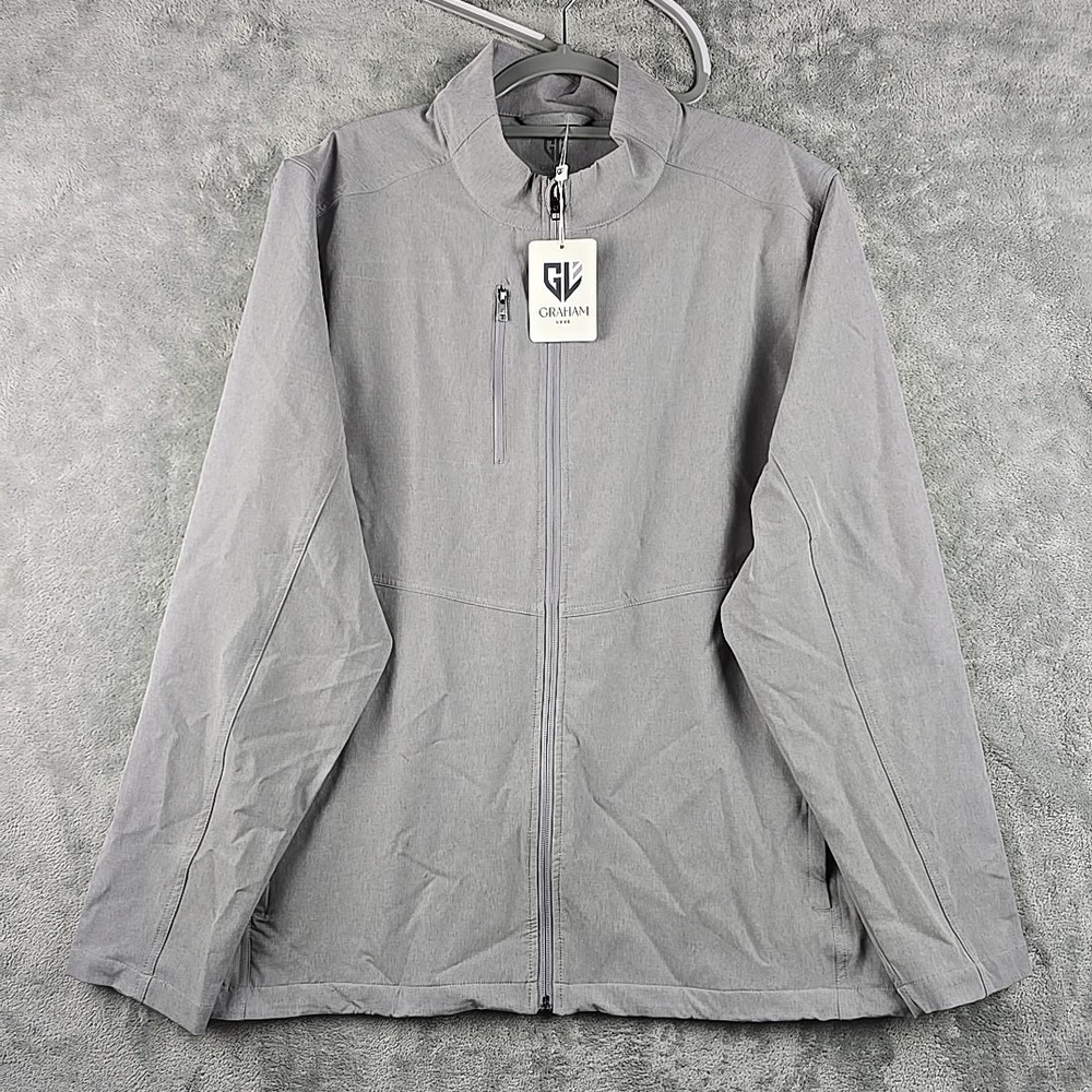 Graham Luxe Kash Jacket Mens XL Ultimate Gray Golf Full Zip Performance NWT Flaw